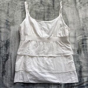 Vintage Hollister Tiered White Tank Top Medium Babydoll Coquette Y2K Boho